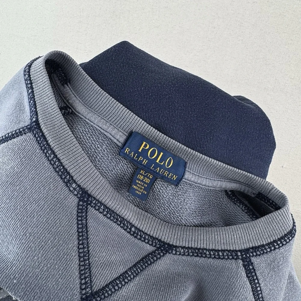 Polo Ralph Lauren RLYC Boys XL 18-20 Navy Ombré Sweatshirt Sailing‎ Yacht Club
